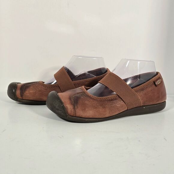 Keen Leather Shoe Sienna Mary‎ Jane Women's Size 8.5 Brown Elastic Strap Slip On - Picture 4 of 10